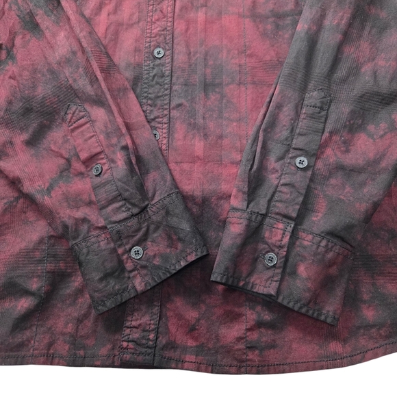Affliction Men 3XL Blood Red Tie-Dye Widowmaker Stretch Button-Down Shirt Pocket - Picture 9 of 16